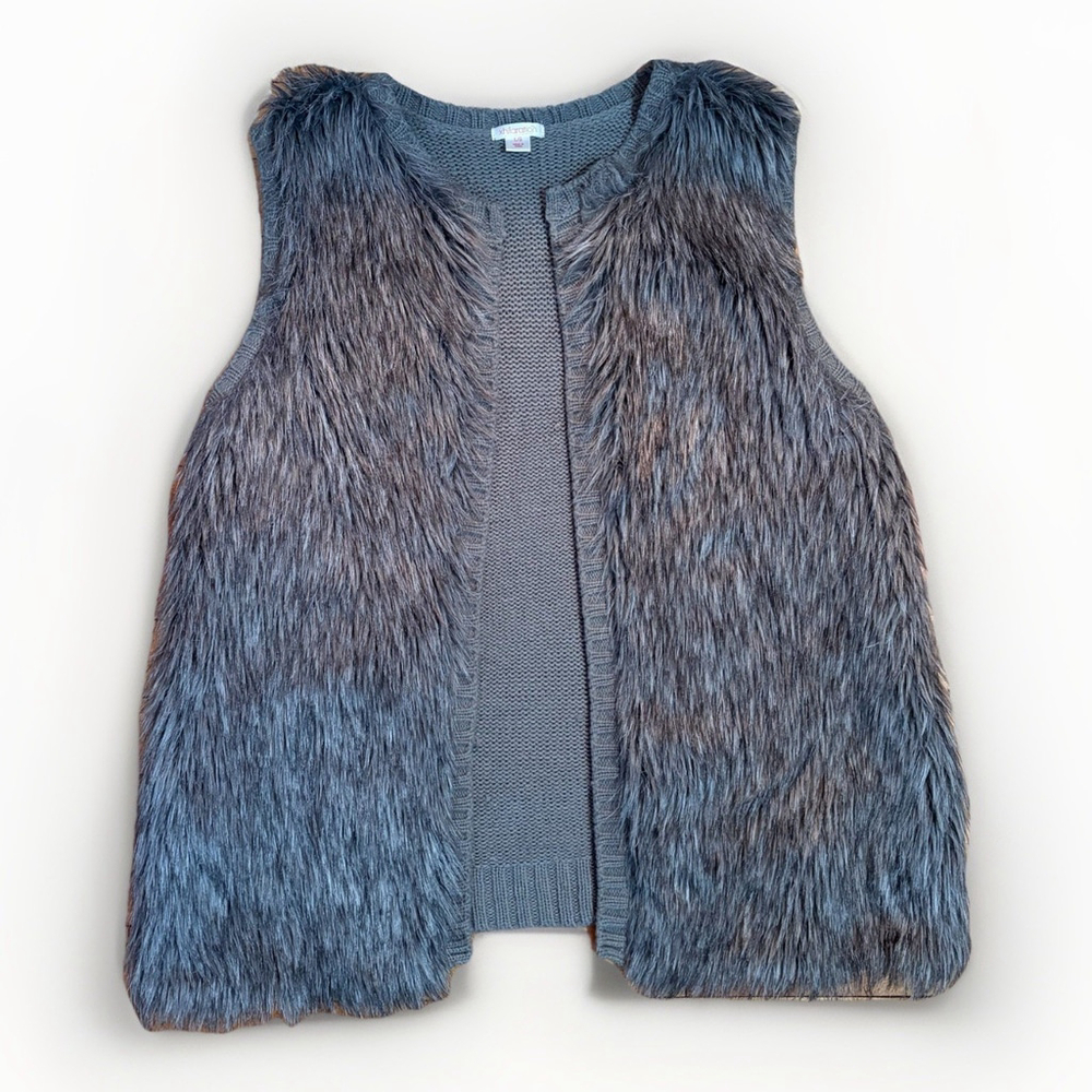Xhilaration Boho Faux Fur Vest - Charcoal Gray - Large